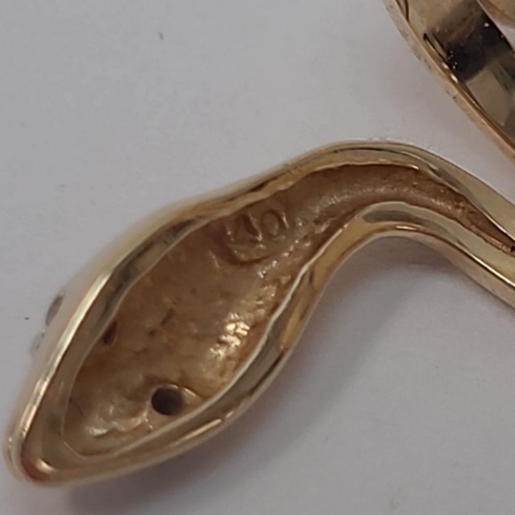 14k Solid Gold Snake Wrap Ring w/ Real Diamond Eyes Size 2.5, 3.4 Grams - Picture 5 of 6